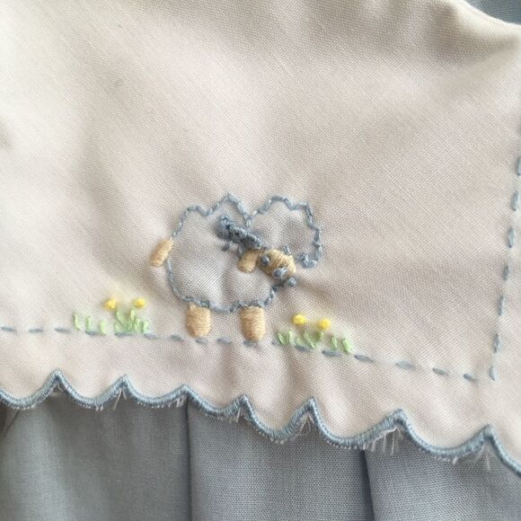 VINTAGE ROSEY KIDS EMBROIDERED ROMPER IN BLUE - Picture 6 of 7